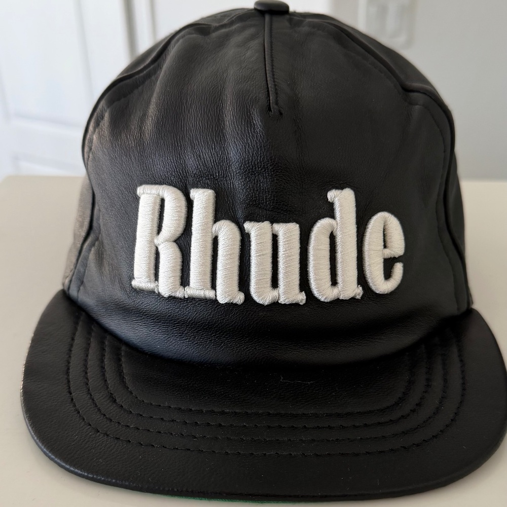 RHUDE logo leather hat